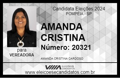 Candidato AMANDA CARDOSO 2024 - POMPÉIA - Eleições