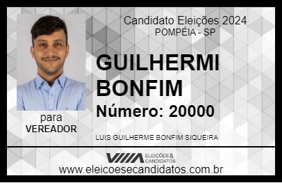 Candidato GUILHERMI BONFIM 2024 - POMPÉIA - Eleições