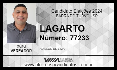 Candidato LAGARTO 2024 - BARRA DO TURVO - Eleições