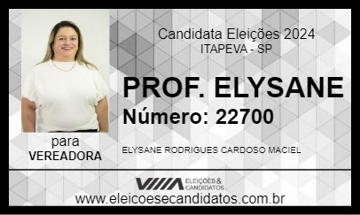 Candidato PROF. ELYSANE 2024 - ITAPEVA - Eleições