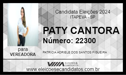 Candidato PATY CANTORA 2024 - ITAPEVA - Eleições