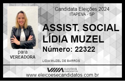 Candidato ASSIST. SOCIAL LÍDIA MUZEL 2024 - ITAPEVA - Eleições