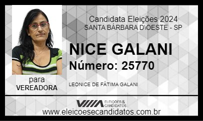 Candidato NICE GALANI 2024 - SANTA BÁRBARA D\OESTE - Eleições