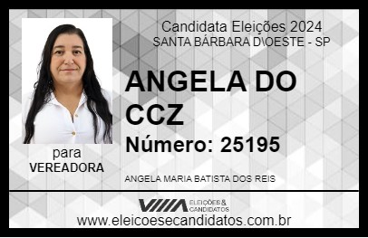 Candidato ANGELA DO CCZ 2024 - SANTA BÁRBARA D\OESTE - Eleições