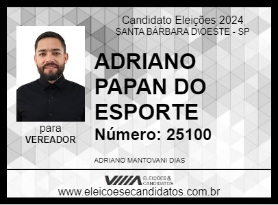 Candidato ADRIANO PAPAN DO ESPORTE 2024 - SANTA BÁRBARA D\OESTE - Eleições