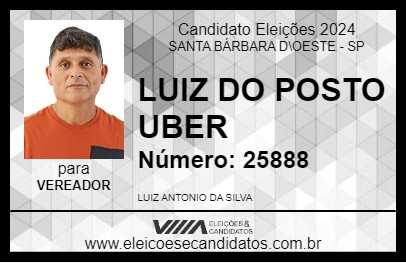 Candidato LUIZ DO POSTO UBER 2024 - SANTA BÁRBARA D\OESTE - Eleições