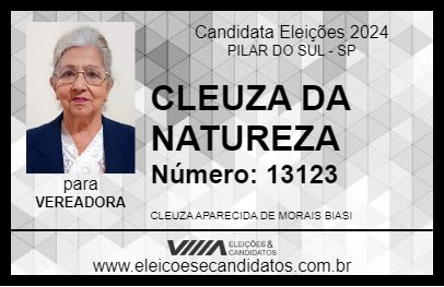 Candidato CLEUZA DA NATUREZA 2024 - PILAR DO SUL - Eleições