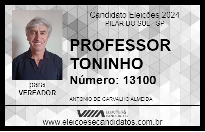 Candidato PROFESSOR TONINHO 2024 - PILAR DO SUL - Eleições