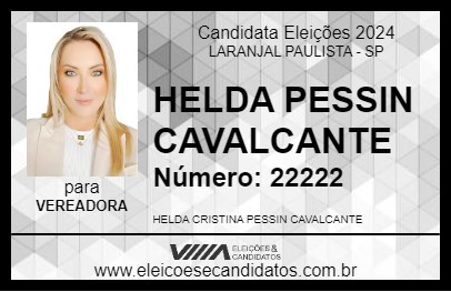 Candidato HELDA PESSIN CAVALCANTE 2024 - LARANJAL PAULISTA - Eleições