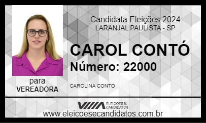 Candidato CAROL CONTÓ 2024 - LARANJAL PAULISTA - Eleições