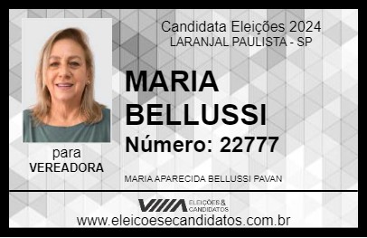 Candidato MARIA BELLUSSI 2024 - LARANJAL PAULISTA - Eleições