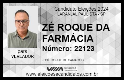 Candidato ZÉ ROQUE DA FARMÁCIA 2024 - LARANJAL PAULISTA - Eleições