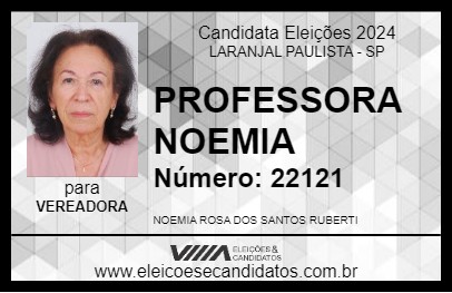 Candidato PROFESSORA NOEMIA 2024 - LARANJAL PAULISTA - Eleições