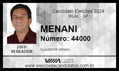 Candidato MENANI 2024 - BILAC - Eleições