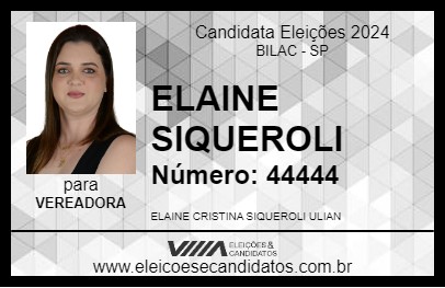 Candidato ELAINE SIQUEROLI 2024 - BILAC - Eleições