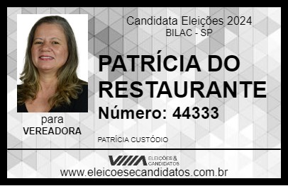 Candidato PATRÍCIA DO RESTAURANTE 2024 - BILAC - Eleições