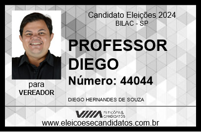 Candidato PROFESSOR DIEGO 2024 - BILAC - Eleições