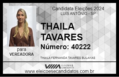 Candidato THAILA TAVARES 2024 - LUÍS ANTÔNIO - Eleições