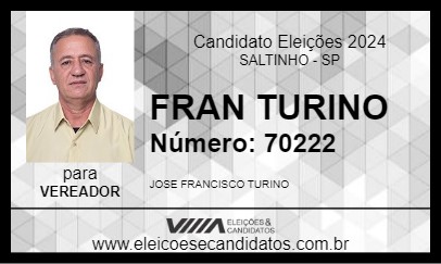 Candidato FRAN TURINO 2024 - SALTINHO - Eleições