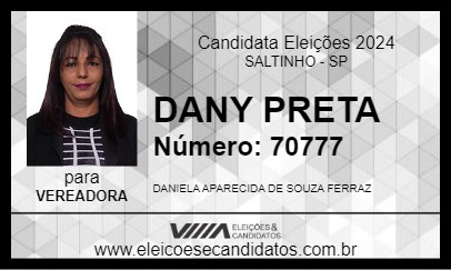 Candidato DANY PRETA 2024 - SALTINHO - Eleições