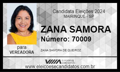 Candidato ZANA SAMORA 2024 - MAIRINQUE - Eleições