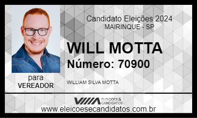 Candidato WILL MOTTA 2024 - MAIRINQUE - Eleições