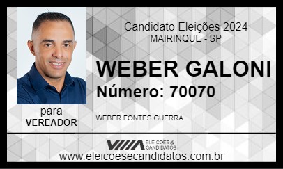 Candidato WEBER GALONI 2024 - MAIRINQUE - Eleições