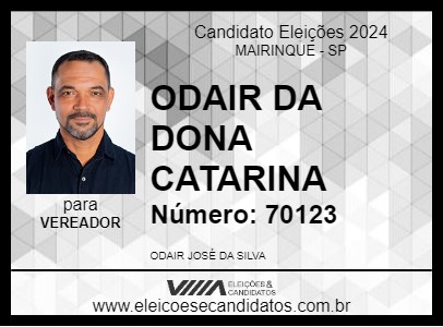 Candidato ODAIR DA DONA CATARINA 2024 - MAIRINQUE - Eleições