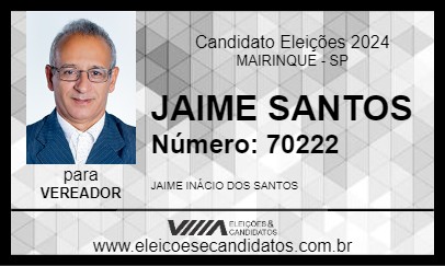 Candidato JAIME SANTOS 2024 - MAIRINQUE - Eleições