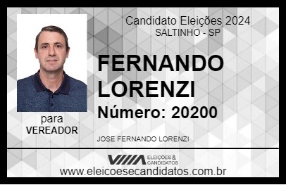 Candidato FERNANDO LORENZI 2024 - SALTINHO - Eleições