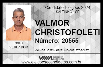 Candidato VALMOR CHRISTOFOLETI 2024 - SALTINHO - Eleições