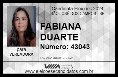 Candidato FABIANA DUARTE 2024 - SÃO JOSÉ DOS CAMPOS - Eleições