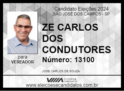 Candidato ZE CARLOS DOS CONDUTORES 2024 - SÃO JOSÉ DOS CAMPOS - Eleições