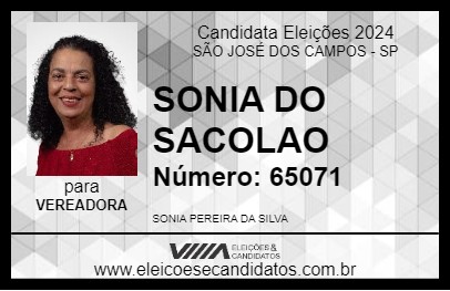 Candidato SONIA DO SACOLAO 2024 - SÃO JOSÉ DOS CAMPOS - Eleições