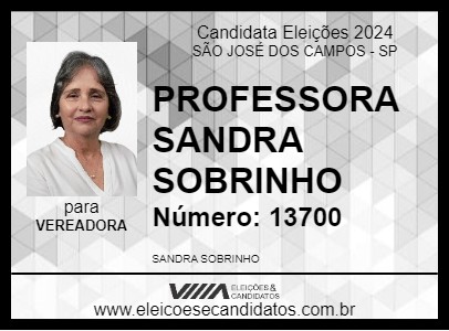 Candidato PROFESSORA SANDRA SOBRINHO 2024 - SÃO JOSÉ DOS CAMPOS - Eleições