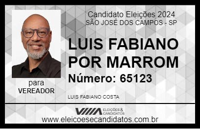 Candidato LUIS FABIANO BANCADA DO MARROM 2024 - SÃO JOSÉ DOS CAMPOS - Eleições