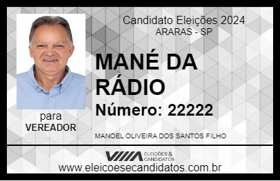 Candidato MANÉ DA RÁDIO 2024 - ARARAS - Eleições