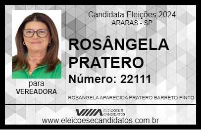 Candidato ROSÂNGELA PRATERO 2024 - ARARAS - Eleições