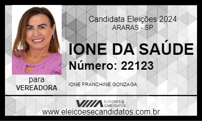 Candidato IONE DA SAÚDE 2024 - ARARAS - Eleições