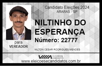 Candidato NILTINHO DO ESPERANÇA 2024 - ARARAS - Eleições