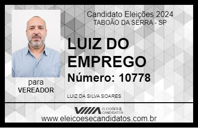 Candidato LUIZ DO EMPREGO 2024 - TABOÃO DA SERRA - Eleições