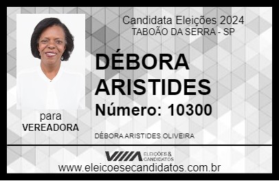 Candidato DÉBORA ARISTIDES 2024 - TABOÃO DA SERRA - Eleições