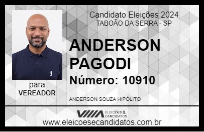 Candidato ANDERSON PAGODI 2024 - TABOÃO DA SERRA - Eleições