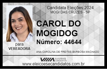 Candidato CAROL DO MOGIDOG 2024 - MOGI DAS CRUZES - Eleições