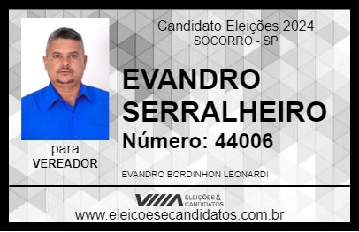 Candidato EVANDRO SERRALHEIRO 2024 - SOCORRO - Eleições