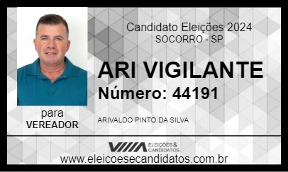 Candidato ARI VIGILANTE 2024 - SOCORRO - Eleições