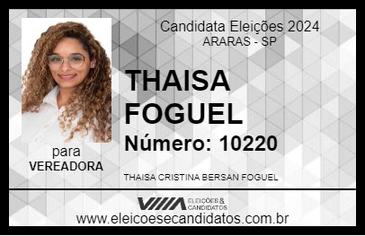 Candidato THAISA FOGUEL 2024 - ARARAS - Eleições