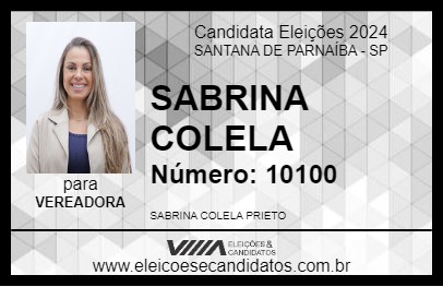 Candidato SABRINA COLELA 2024 - SANTANA DE PARNAÍBA - Eleições