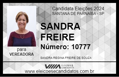 Candidato SANDRA FREIRE 2024 - SANTANA DE PARNAÍBA - Eleições