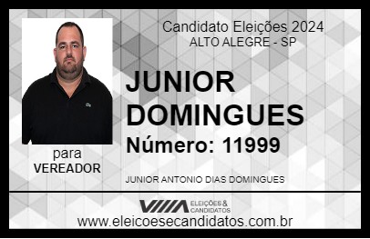 Candidato JUNIOR DOMINGUES 2024 - ALTO ALEGRE - Eleições